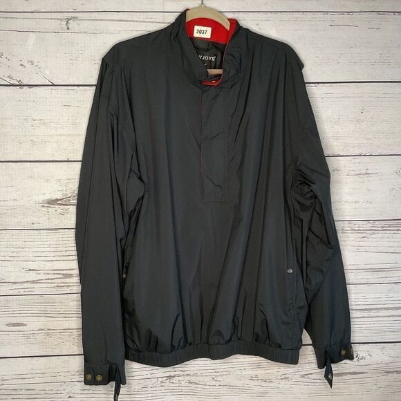 FootJoy DryJoys Men’s Black Long Sleeve 11" Zip Windbreaker Golf Jacket Size L - Picture 8 of 10
